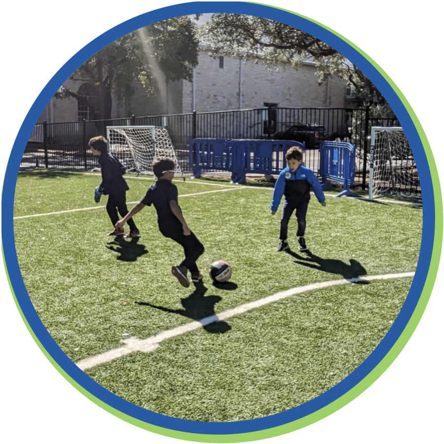 Students engaging in sport activities at Austin International School, including soccer, demonstrating their skills, teamwork and spirit, and sportsmanship.